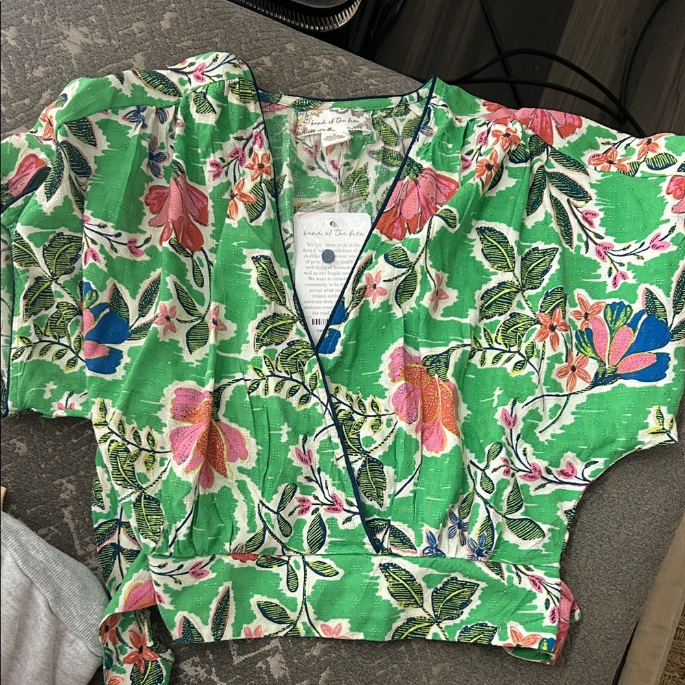 Band of the Free Top - Green Floral.